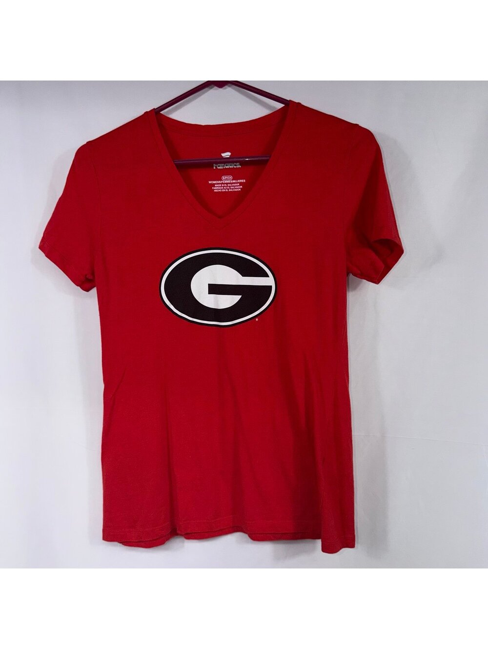 Fanatics Georgia Bulldogs Red V-Neck Graphic T-Shirt Women’s Small NCAA
